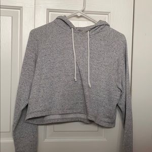 Grey crop top hoodie